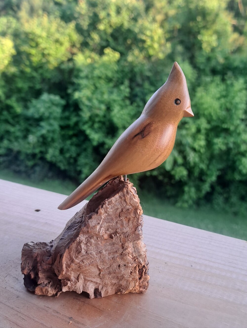D Presnell Hand Carved Bird On Driftwood Wood Sculpture Vintage Folk Art